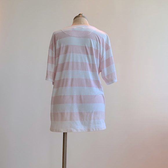 Pink and white cotton striped Dress Sz Med - Picture 3 of 4